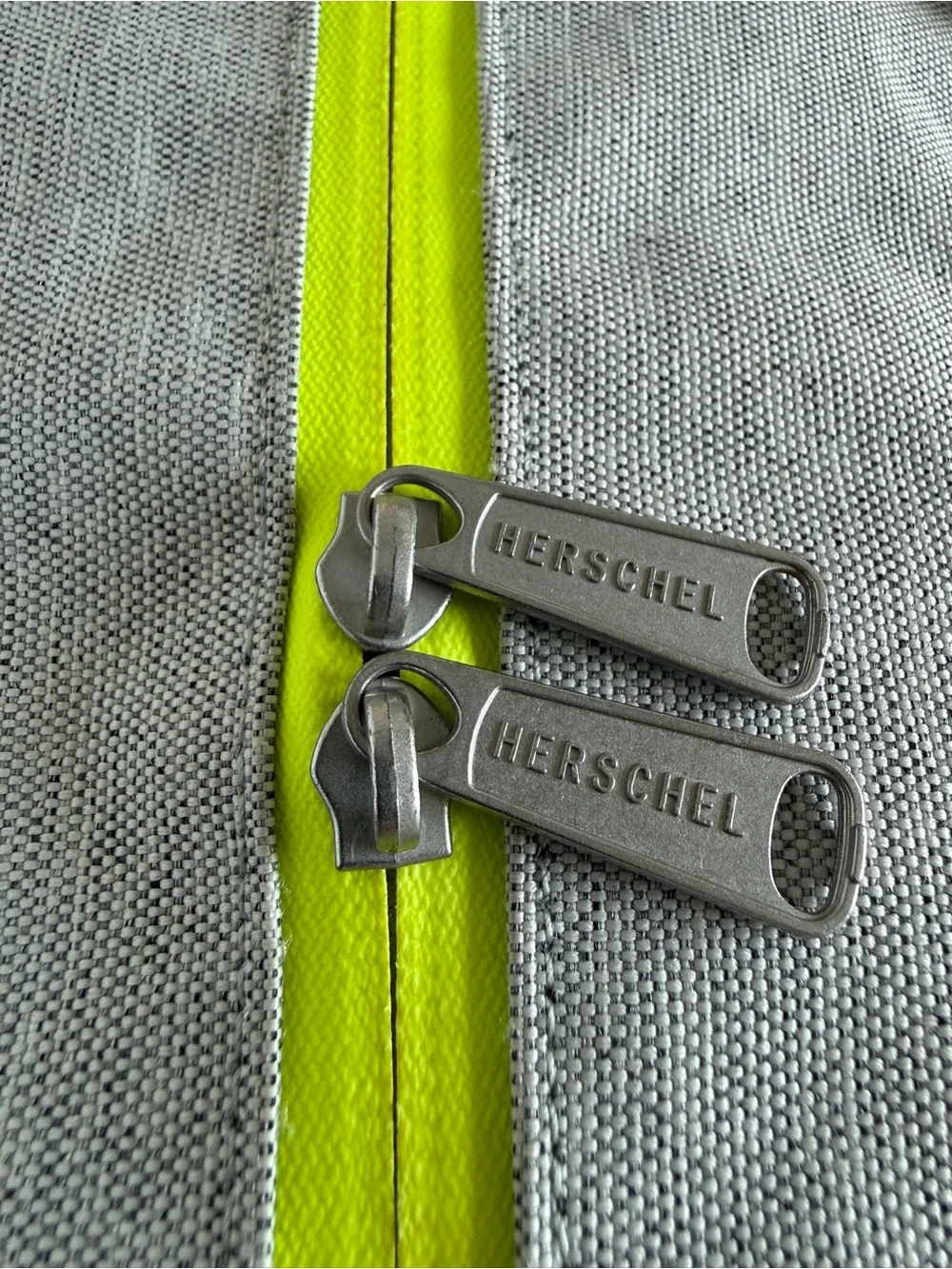Herschel Supply Company Light Gray Novel Duffel with Neon Yellow Zipper